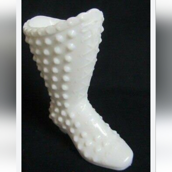 Fenton Other - VINTAGE FENTON HOBNAIL MILK GLASS BOOT VASE